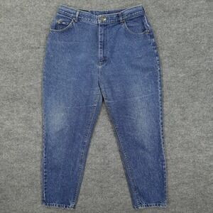 Vintage Lee Jeans Womens 18 Petite 34x28 Blue High Rise Tapered Mom Denim 90s